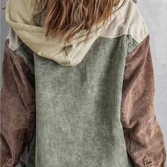 PRETTY NEW FALL 2024 DOKOTOO CORDUROY SHACKET JACKET L MULTIPLE COLORBLOCK - Picture 2 of 8